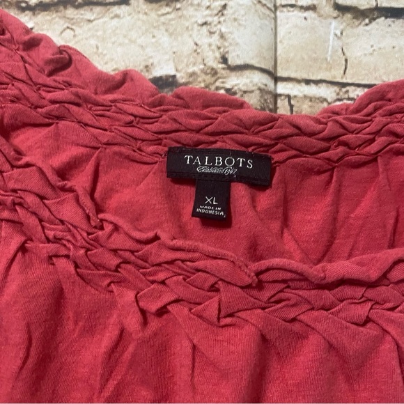 Talbots Rose Pink Braided Neckline Soft Short Sleeve Top - Picture 4 of 5